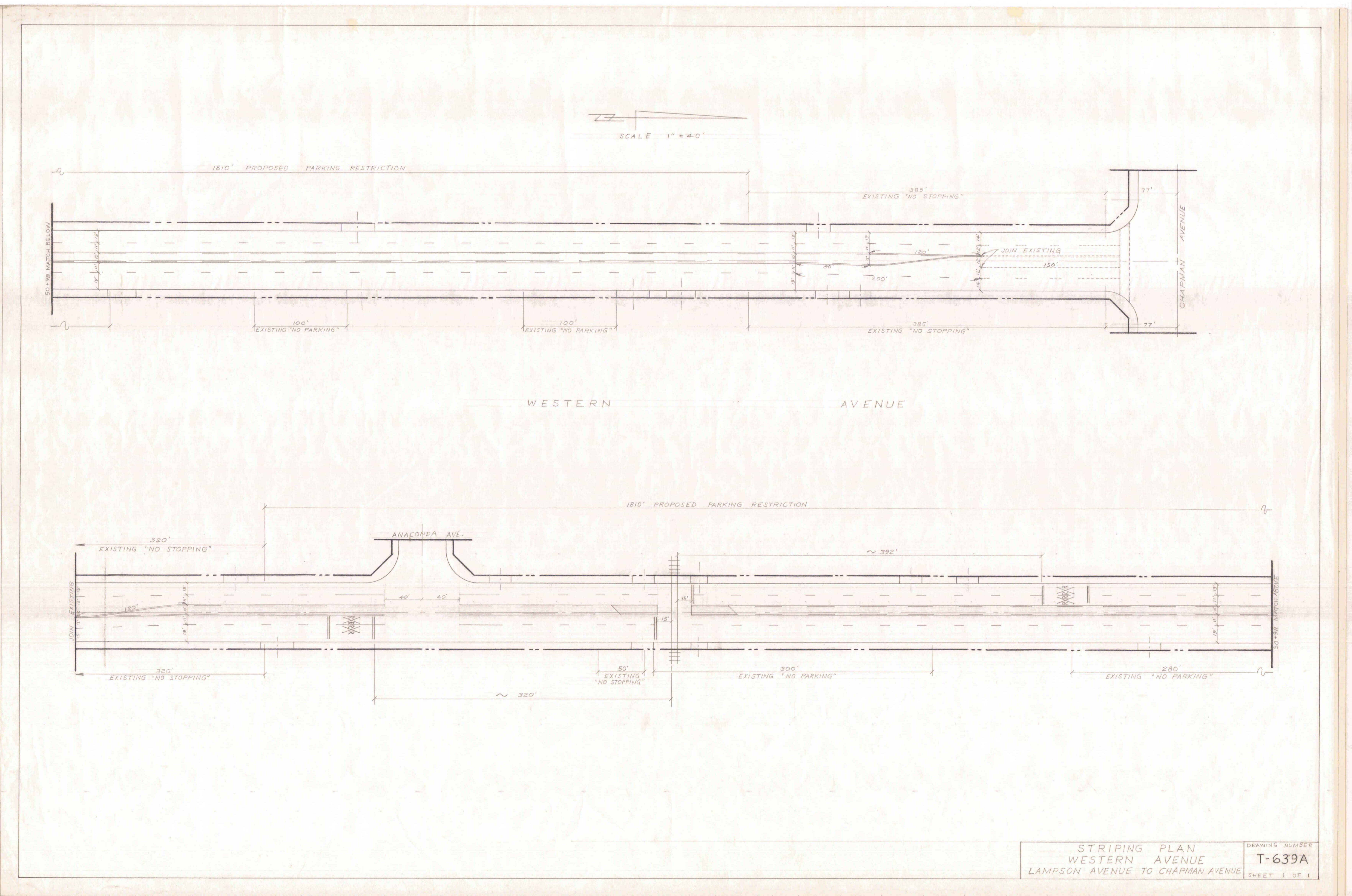 Drawing STRIPING PLAN WESTERN AVENUE LAMPSON AVENUE TO CHAPMAN AVENUE