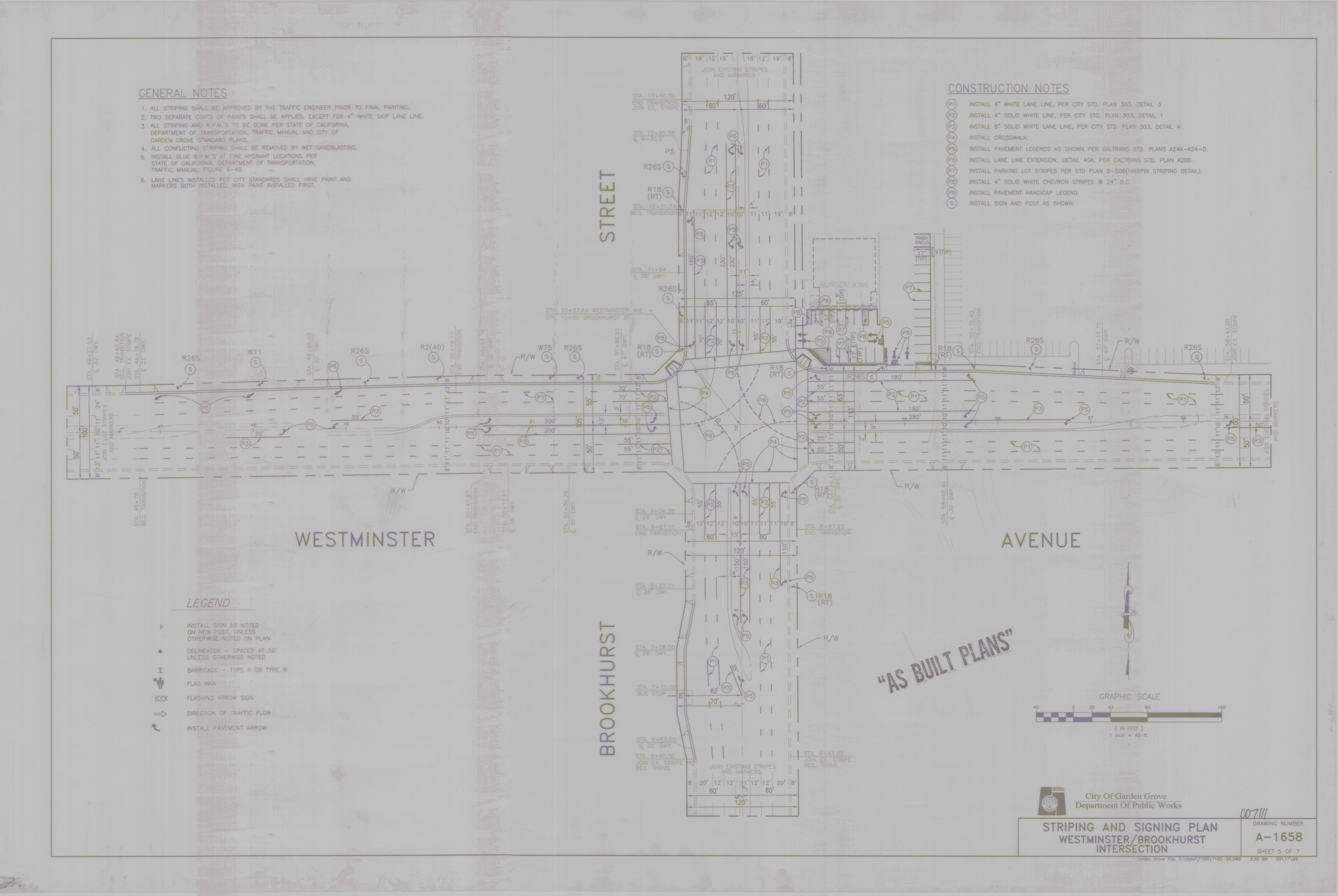 Drawing STRIPING AND SIGNING PLAN WESTMINSTER/BROOKHURST INTERSECTION